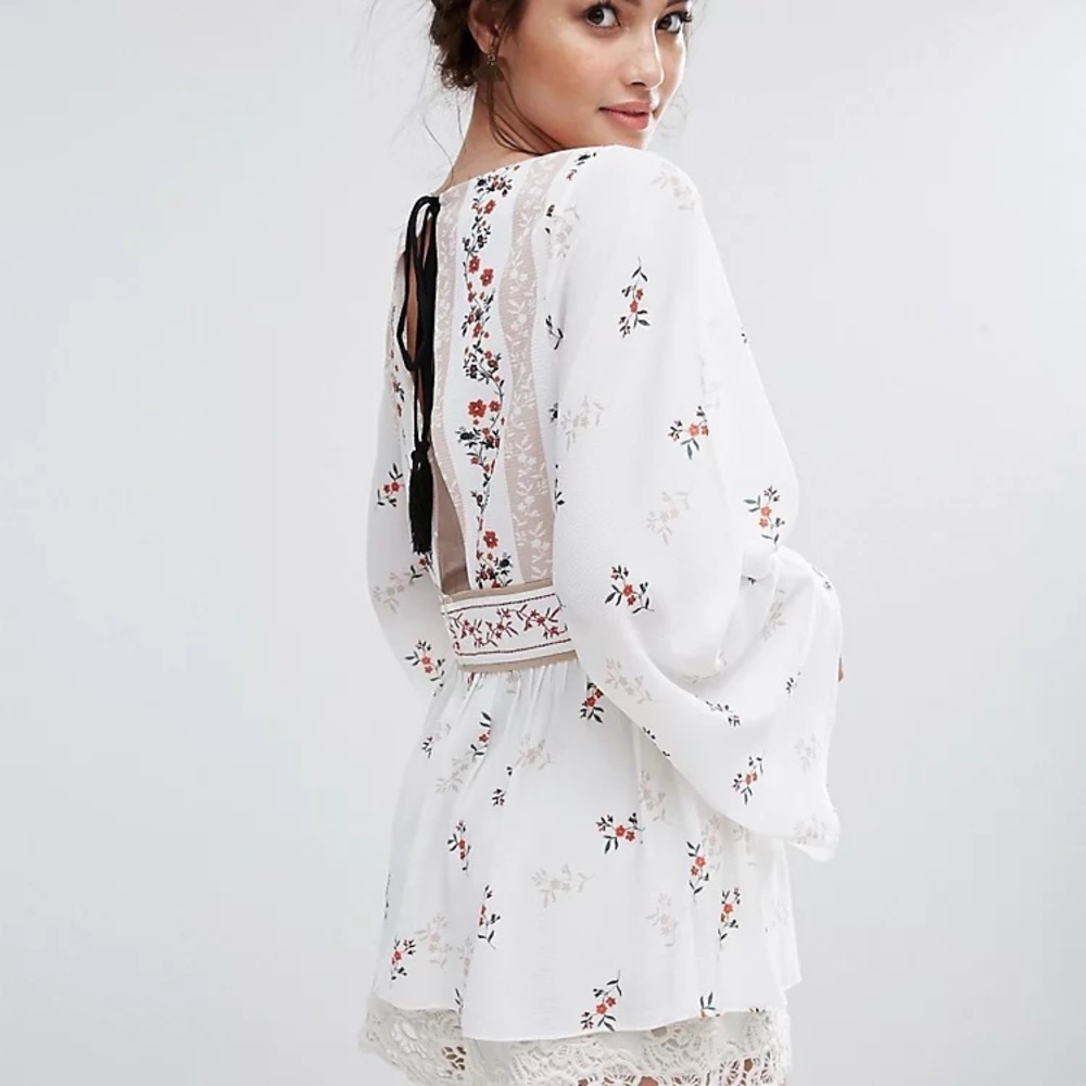 NWT ASOS Endless Rose Floral Printed Top with Open Back